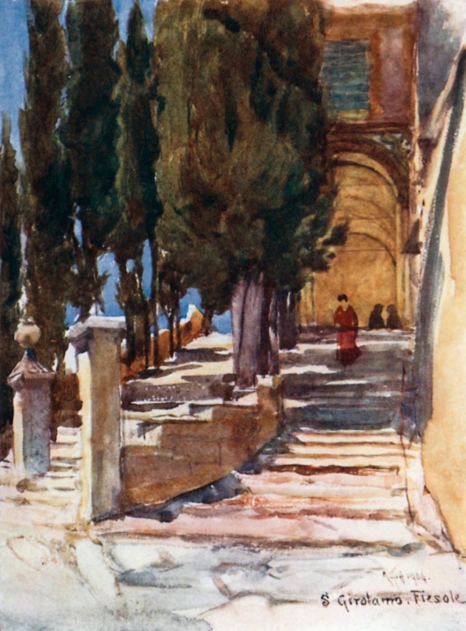 Trappan till klostret San Girolamo (färglitografi) av Robert Charles Goff