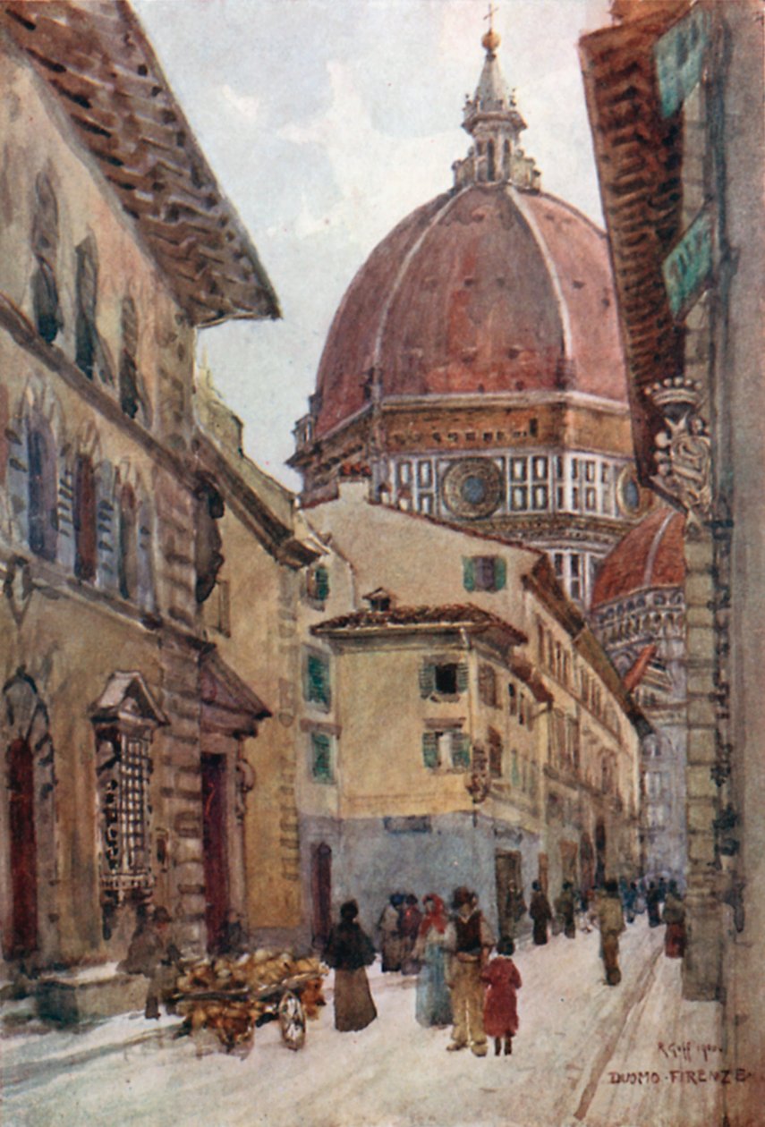 Via dei Servi (färglitografi) av Robert Charles Goff