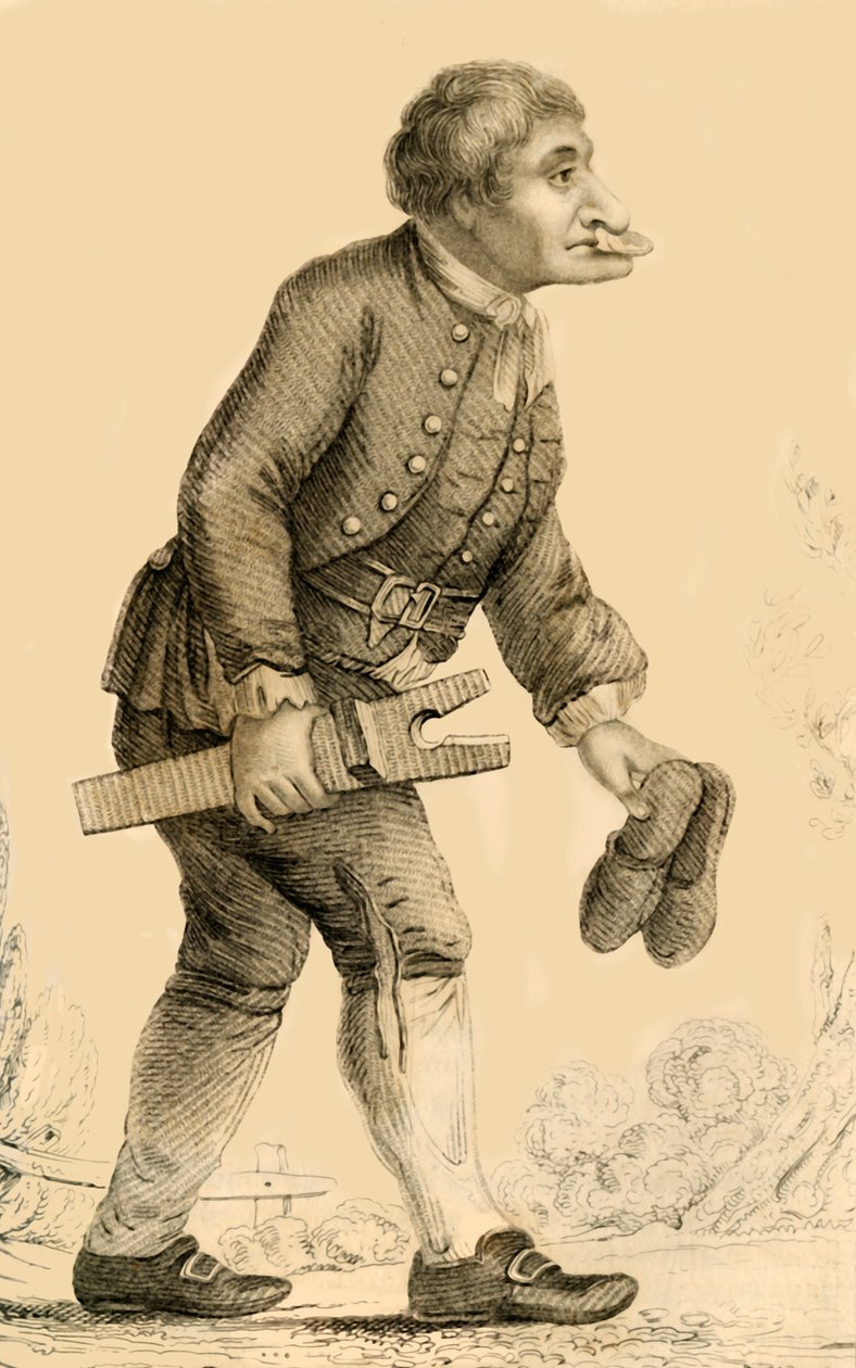 Old Boots, en välkänd karaktär på Rippon i Yorkshire, 1821. av Robert Cooper