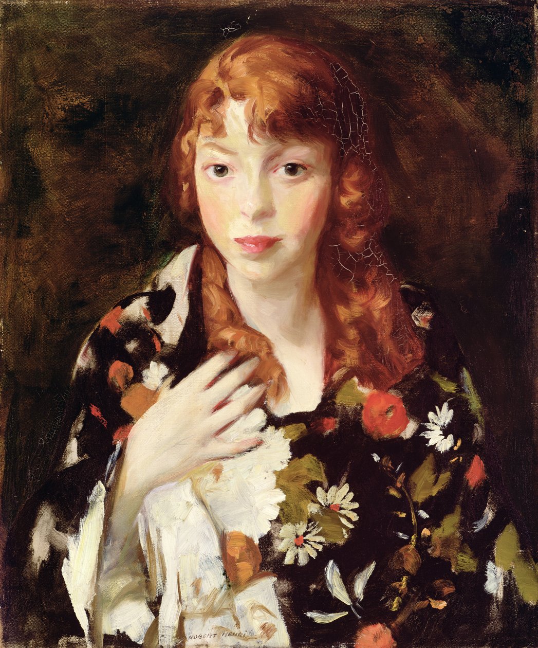 Edna Smith in a Japanese Wrap, ca 1915 (olja på duk) av Robert Cozad Henri