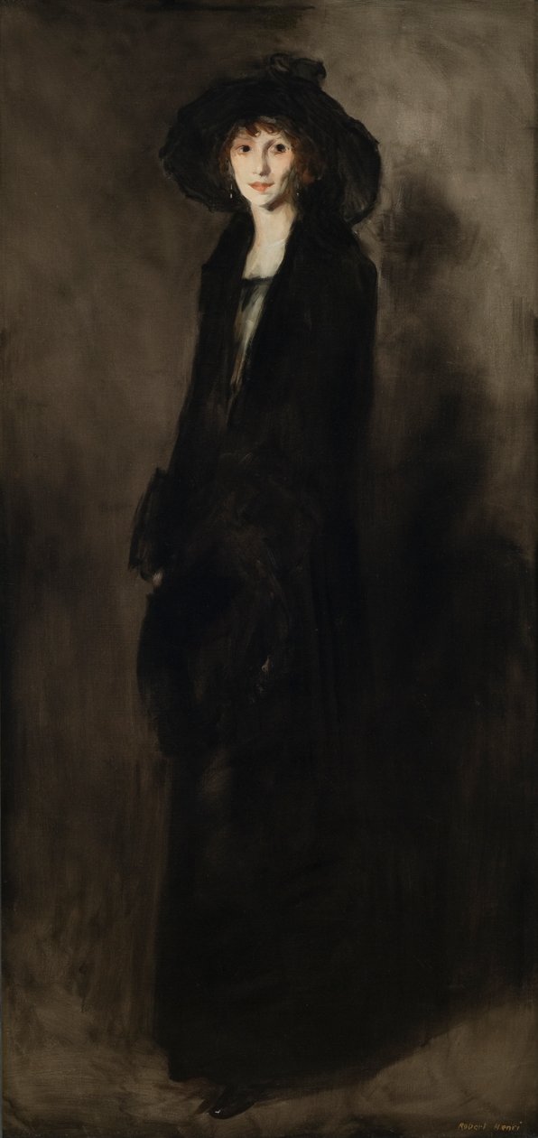 Dam i svart sammet (porträtt av Eulabee Dix Becker) 1911 (olja på duk) av Robert Cozad Henri