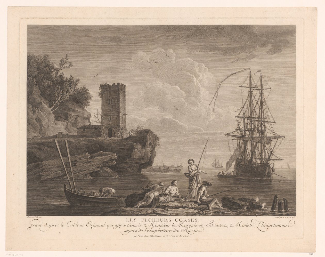 Havsutsikt med fiskare Les pecheurs corses. av Robert Daudet (II) (attributed to)