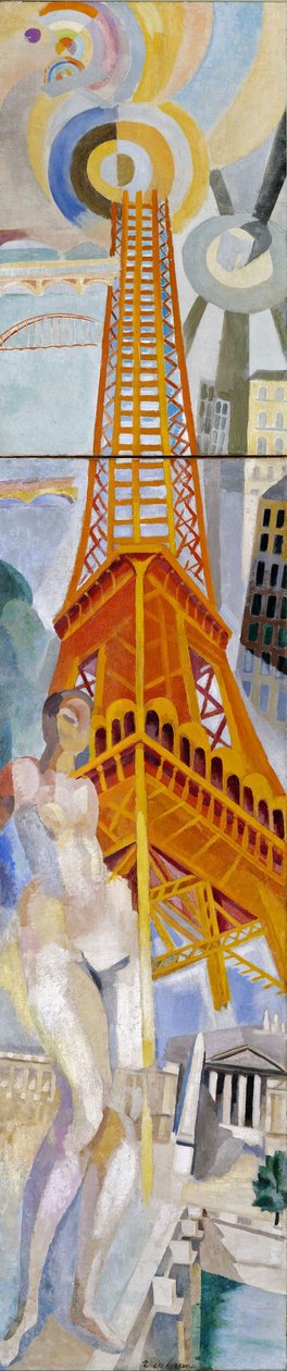 Staden Paris, Kvinnan och Eiffeltornet, 1925. av Robert Delaunay