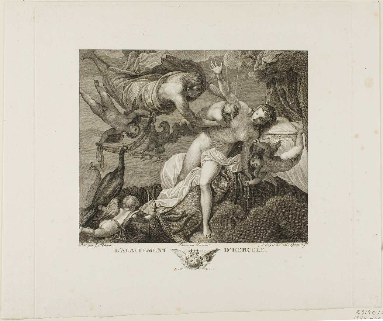 The Suckling of Hercules, tallrik två från La Galerie du Palais Royal, volym II av Robert Delaunay