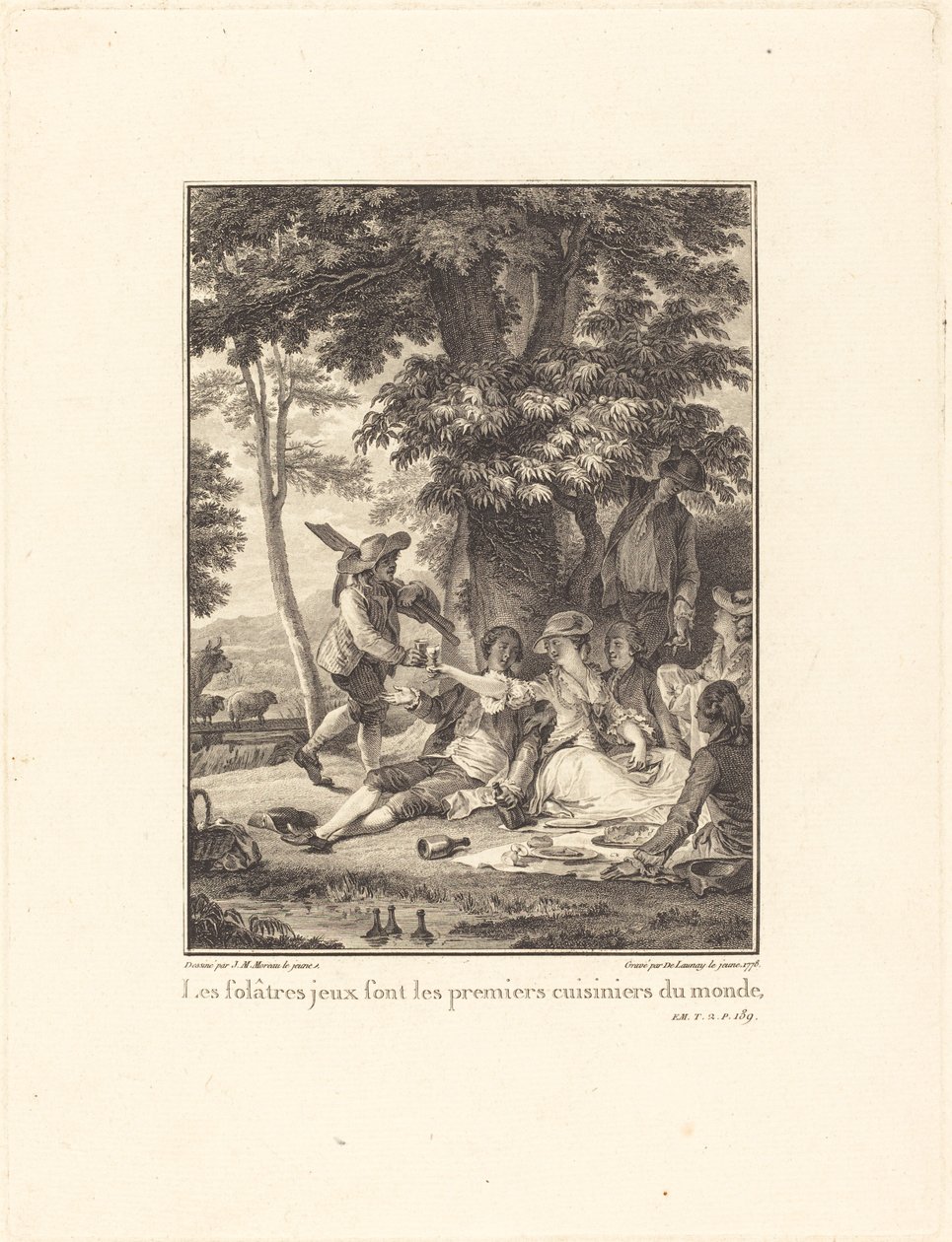 Lekfulla spel är de första kockarna i världen av Robert Delaunay after Jean Michel Moreau