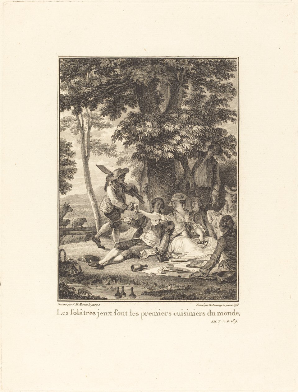 Lekfulla spel är de första kockarna i världen av Robert Delaunay after Jean Michel Moreau