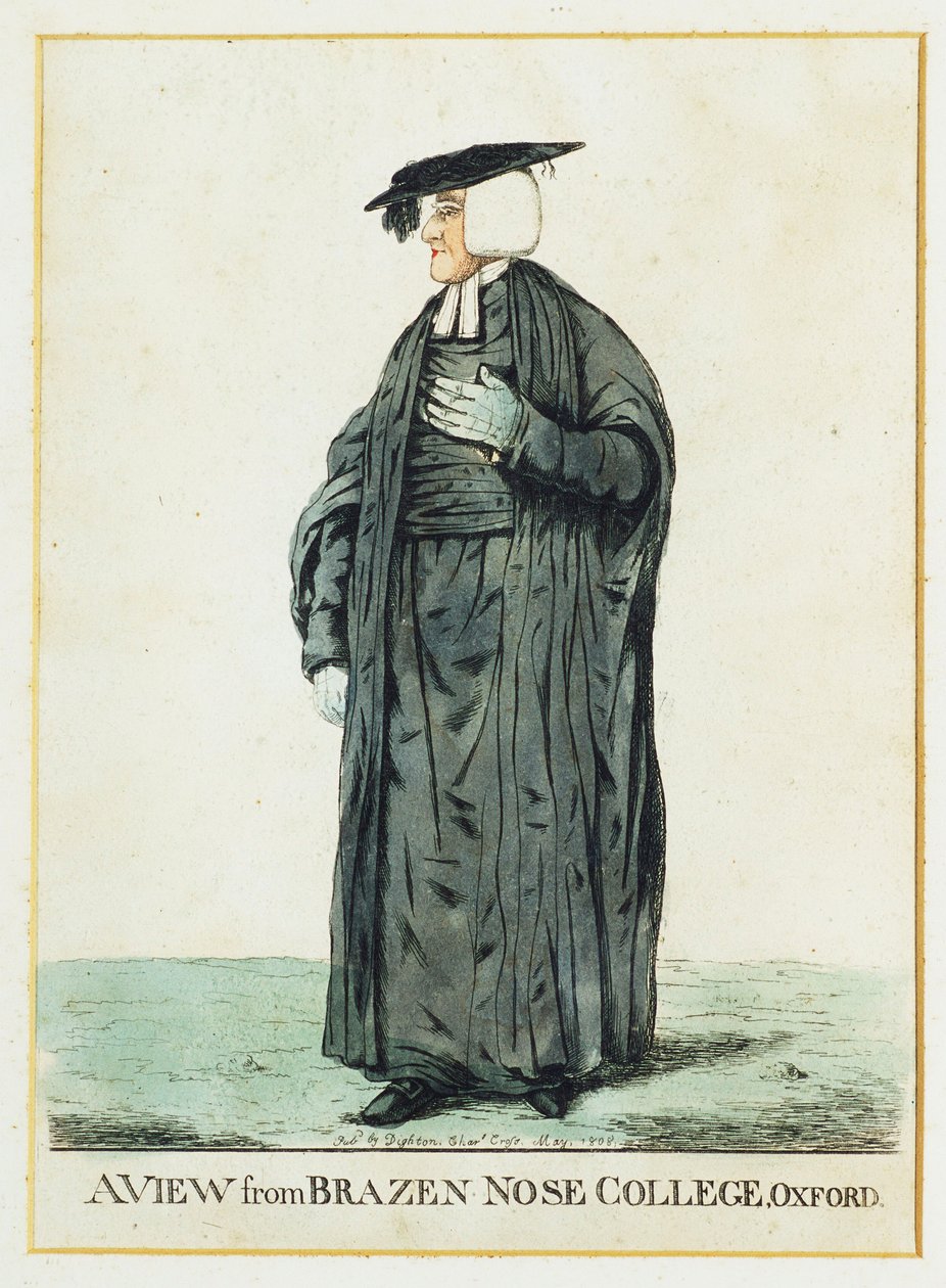 A View from Brazen Nose College, Oxford (handfärgad etsning) av Robert Dighton