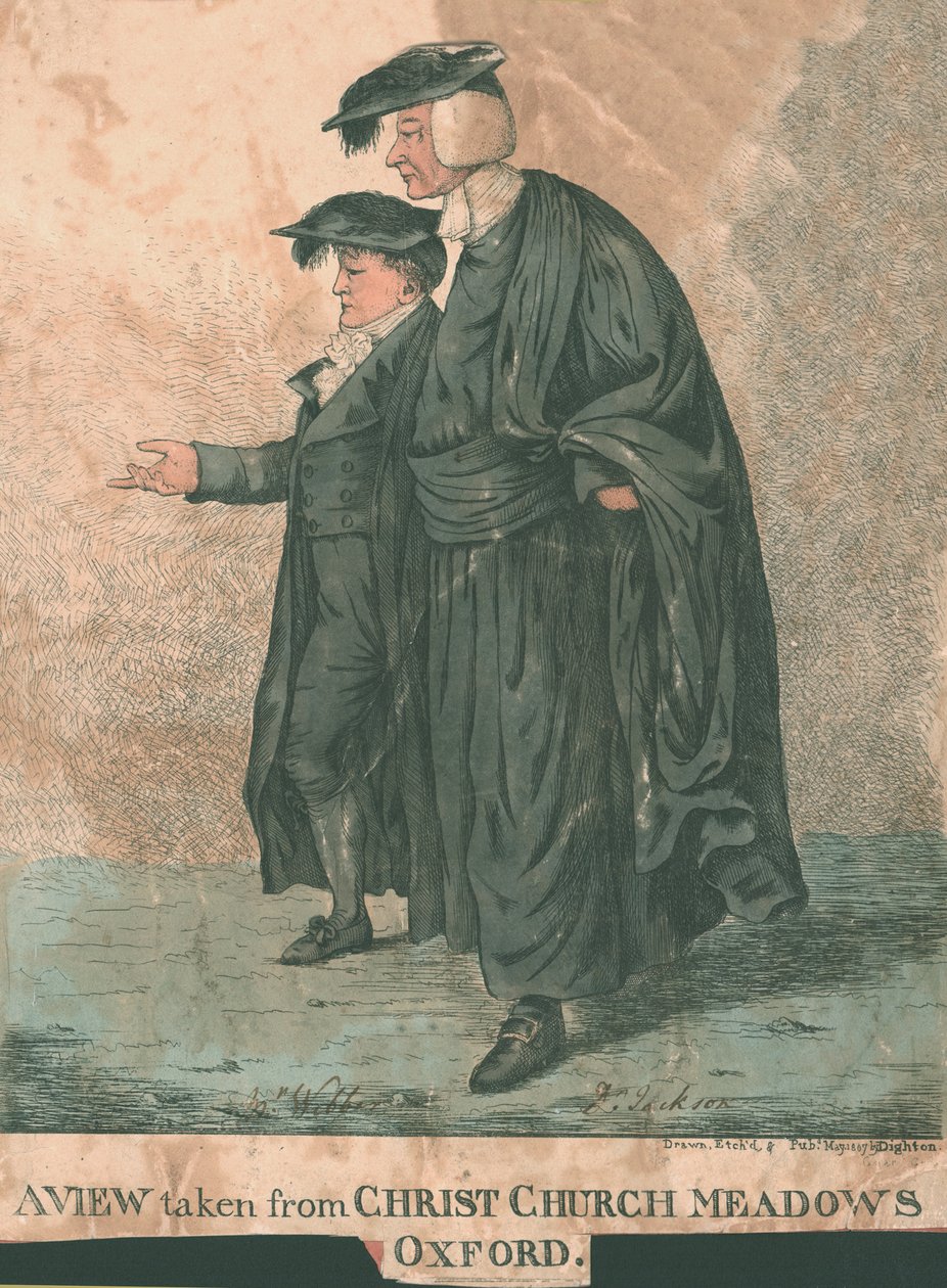 En vy tagen från Christ Church Meadows, Oxford, 1807 av Robert Dighton