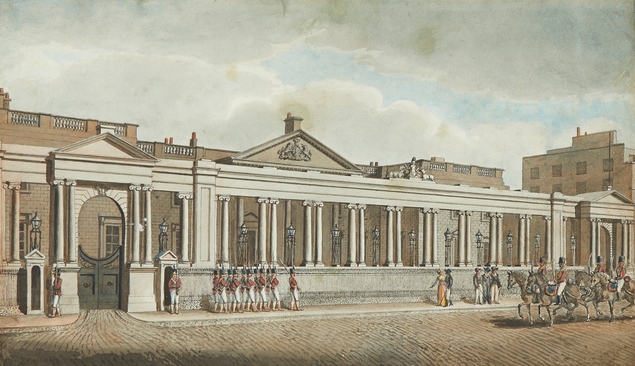 Carlton House, Pall Mall (penna och bläck och akvarell) av Robert Dighton