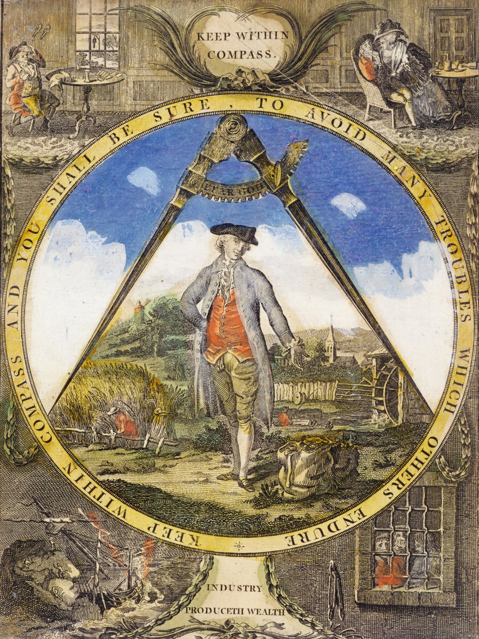 Håll dig inom kompassen c. 1784 (handfärgad etsning och gravyr) av Robert Dighton