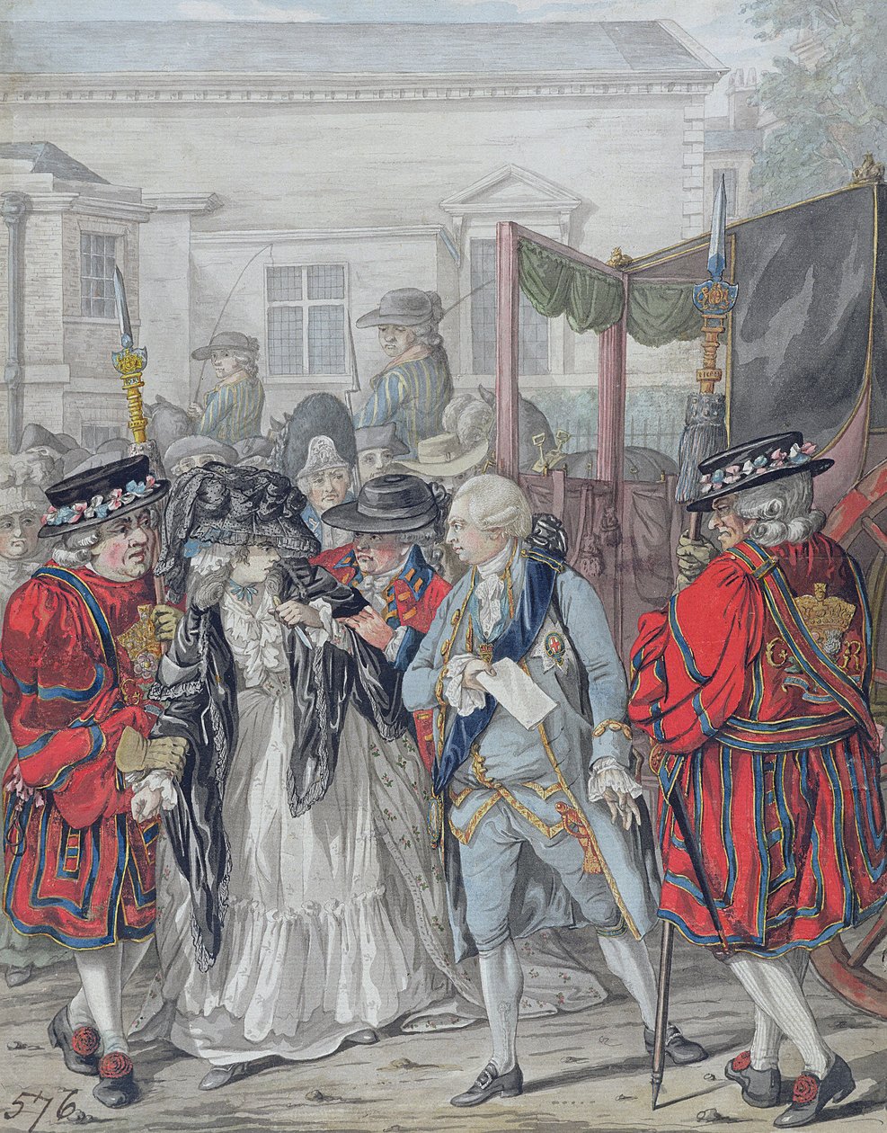 Margaret Nicholson försöker mörda Hans Majestät, George III (1738-1820), vid trädgårdsingången till St. James