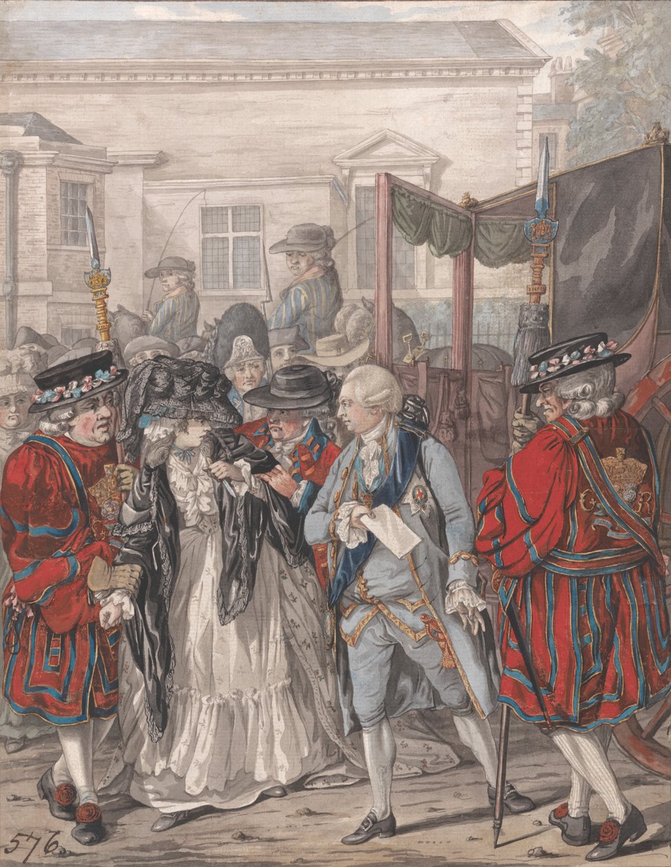 Margaret Nicholson försöker mörda hans majestät, George III, vid trädgårdsingången till St. James