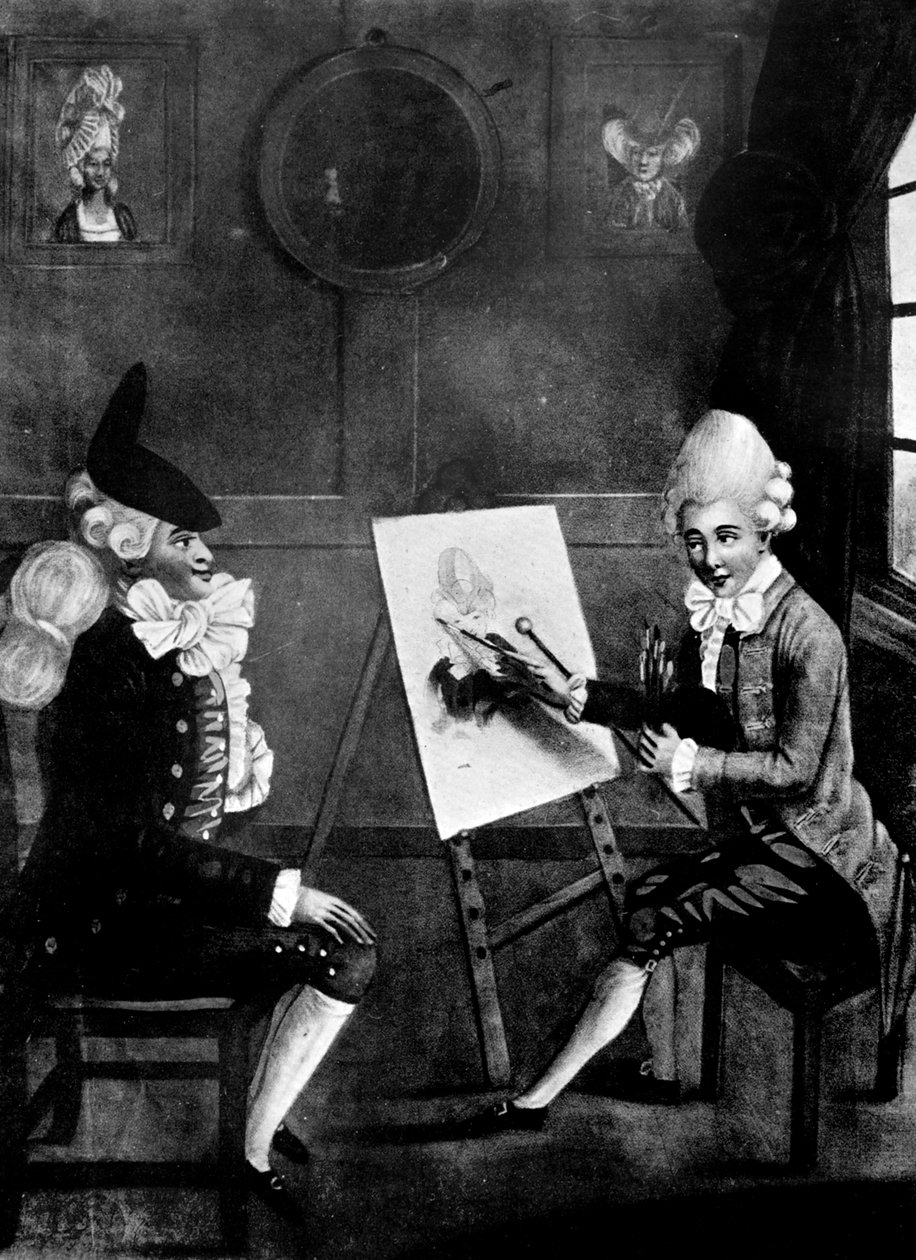 Makaronmålaren, eller Billy Dimple som sitter för sin bild, 1770 av Robert Dighton
