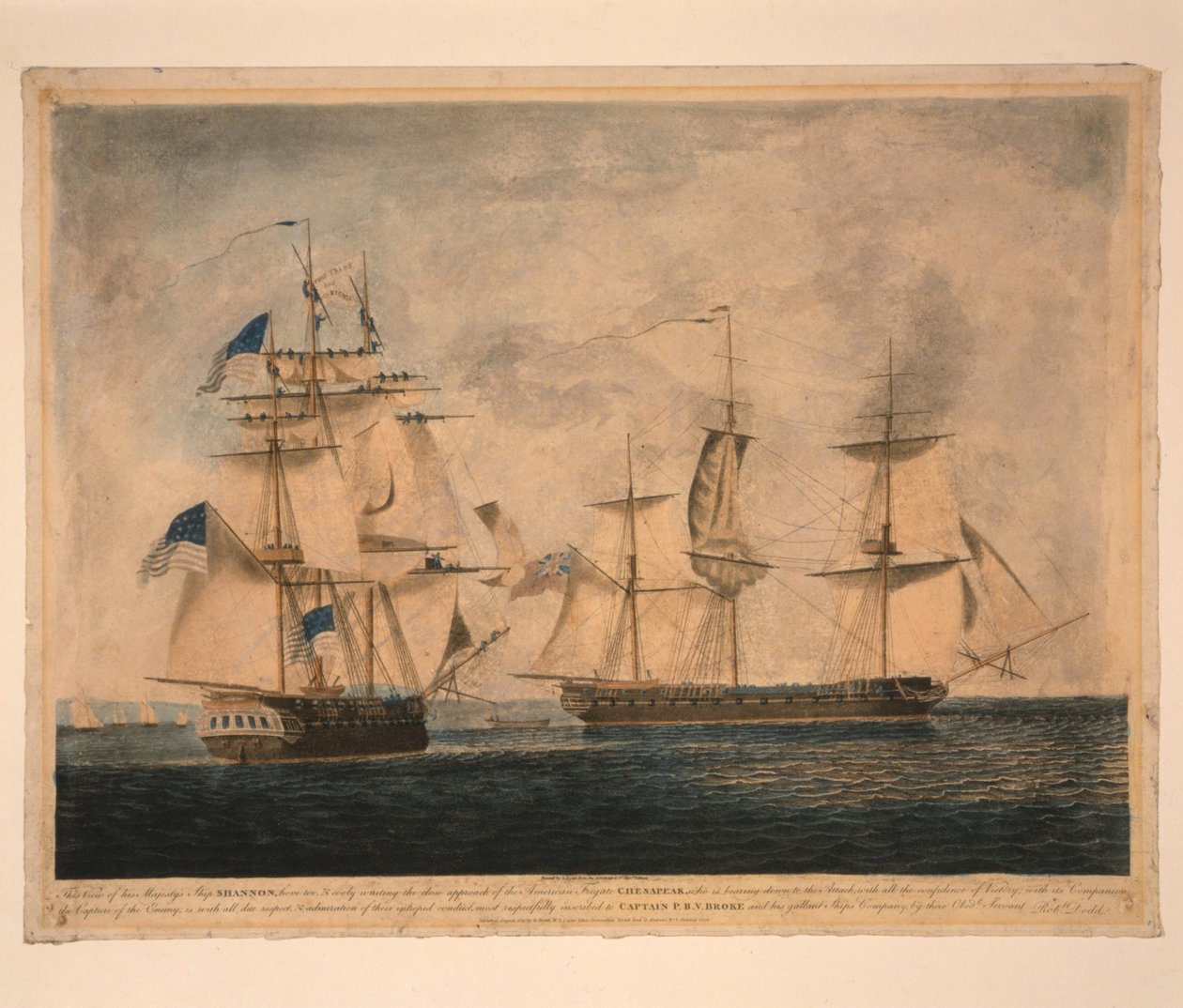 HMS Shannon erövrar USS Chesapeake, 1 juni 1813, 1813 av Robert Dodd
