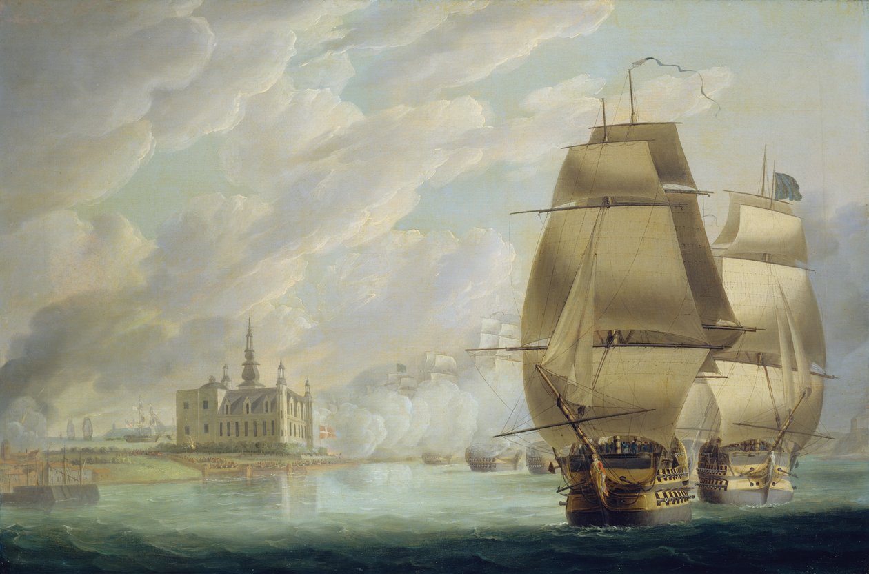 Nelson forcerar passagen av Öresund, 30 mars 1801, före slaget vid Köpenhamn av Robert Dodd