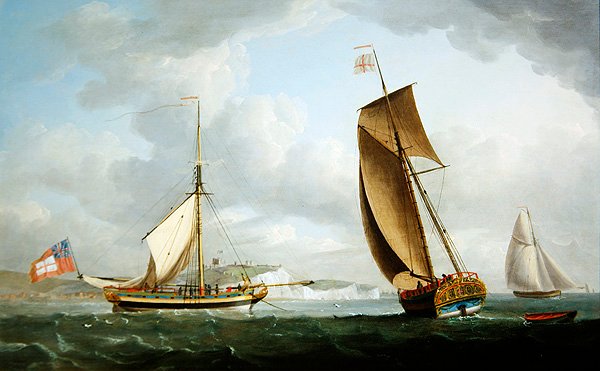 Trinity House Yacht i två positioner utanför Dover av Robert Dodd