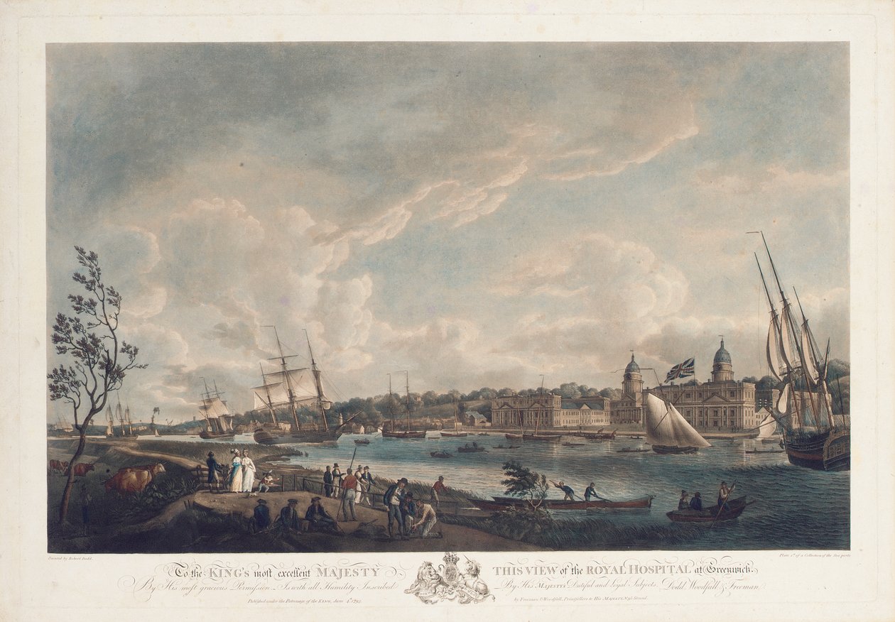 Utsikt över Royal Hospital i Greenwich, 1793 av Robert Dodd