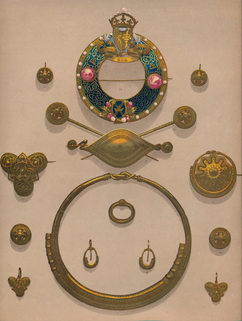 Guldprydnader och brosch, 1863. av Robert Dudley