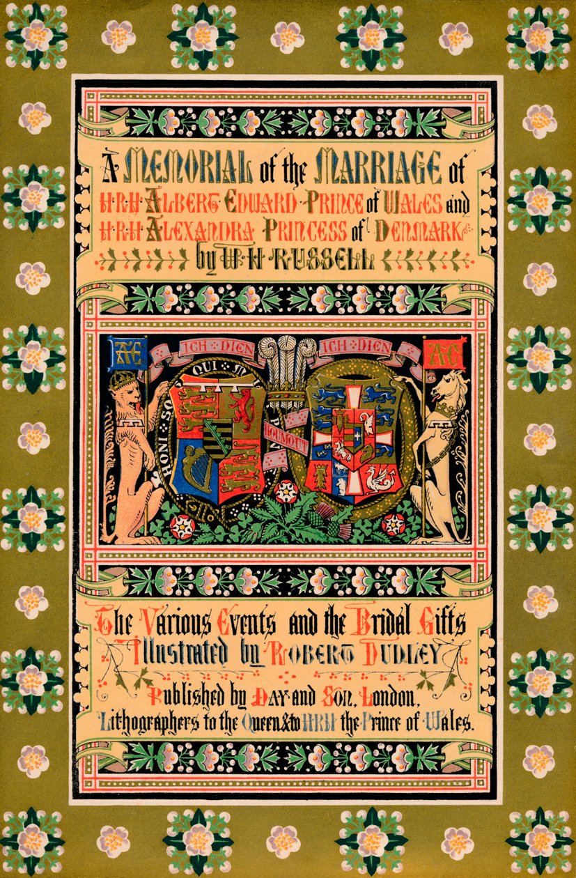 Omslaget till A Memorial of the Marriage of HRH Albert Edward Prince of Wales, 1863 av Robert Dudley