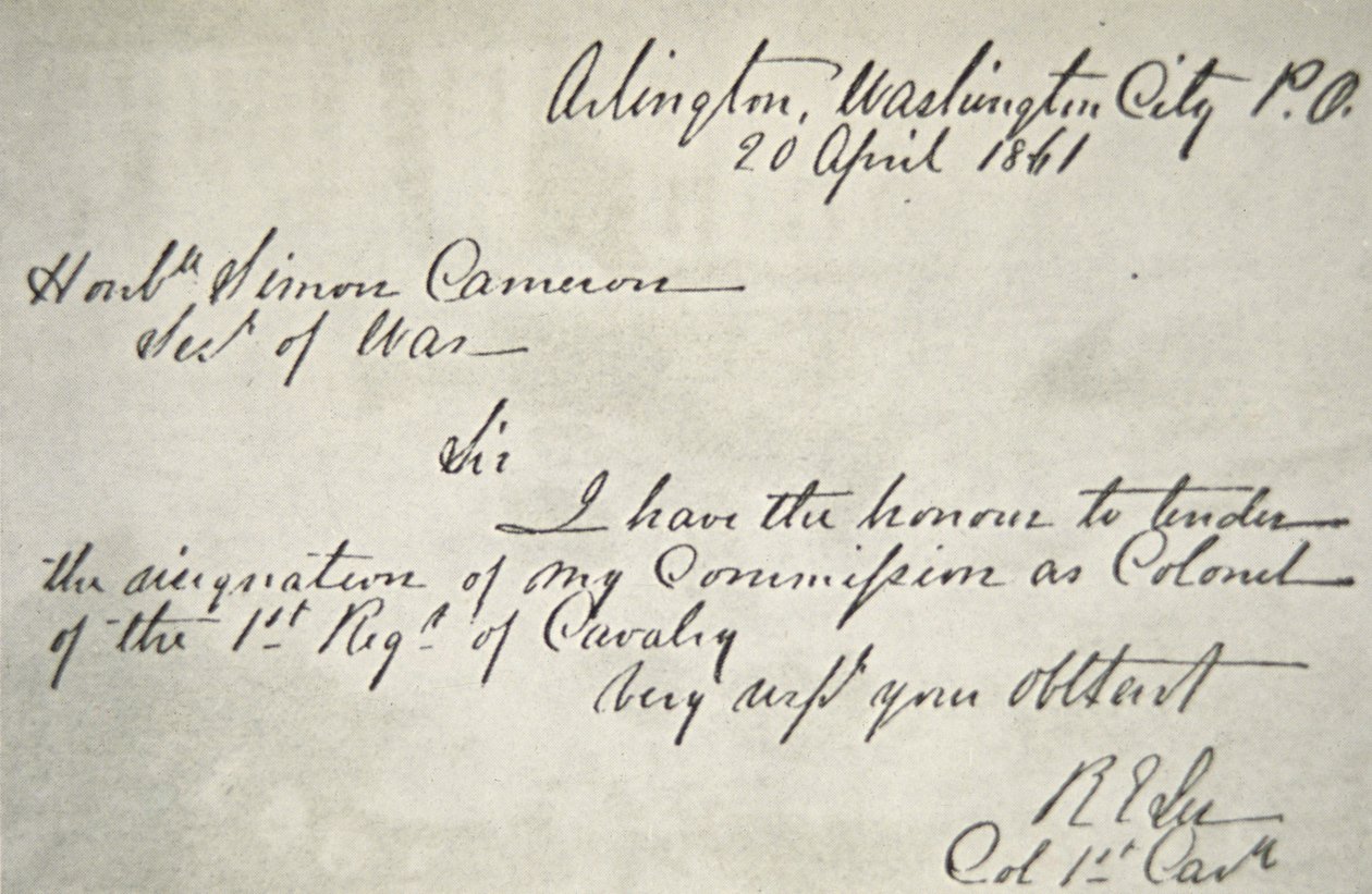 Robert E. Lees avskedsbrev från den federala armén, 20 april av Robert E. Lee