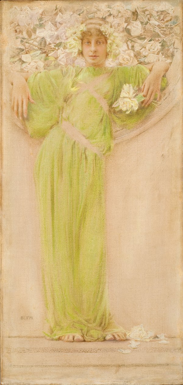 En krans av rosor (juni) 1897 (olja, pastell och blyerts på duk) av Robert Frederick Blum