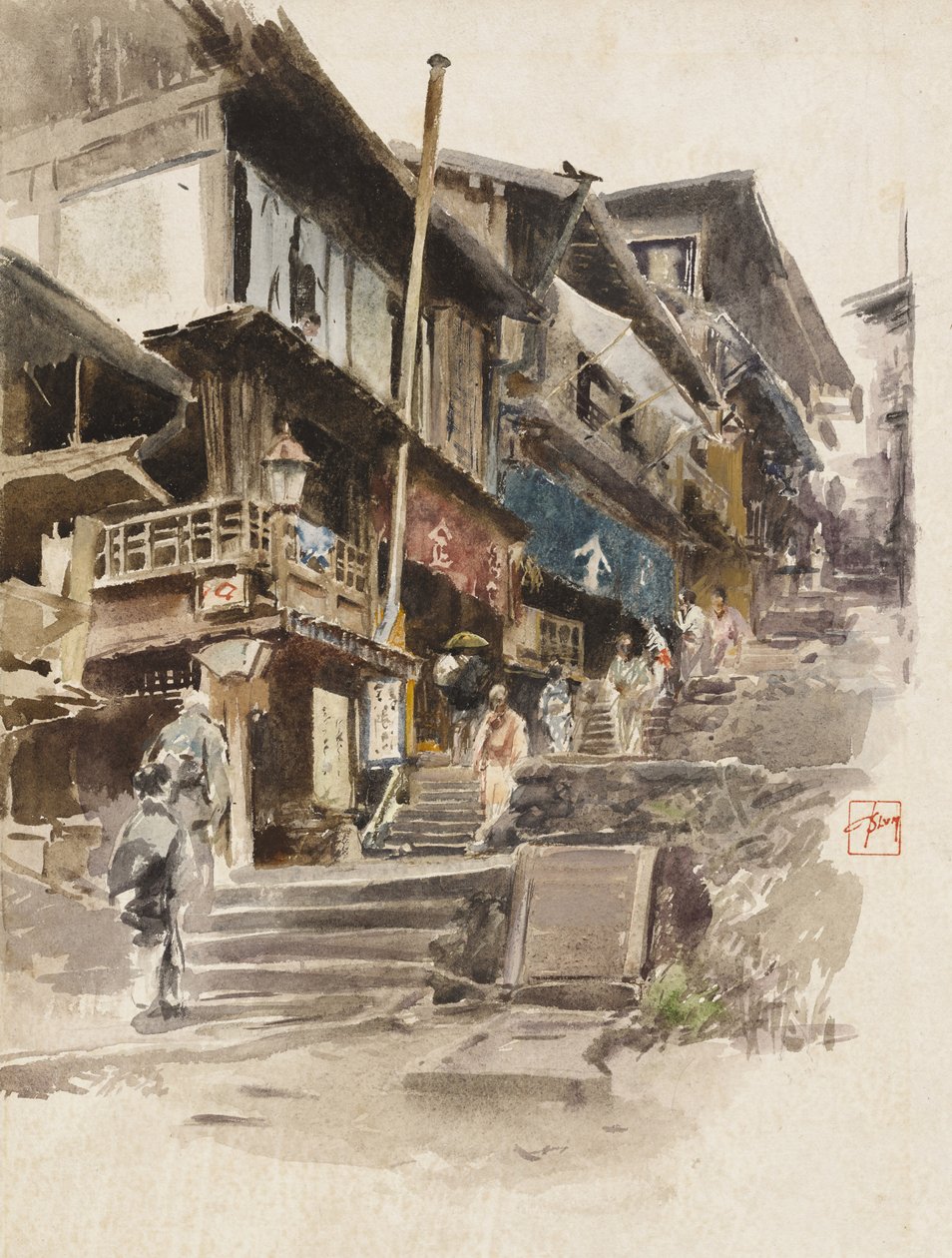 En gata i Ikao, Japan II, 1890 av Robert Frederick Blum