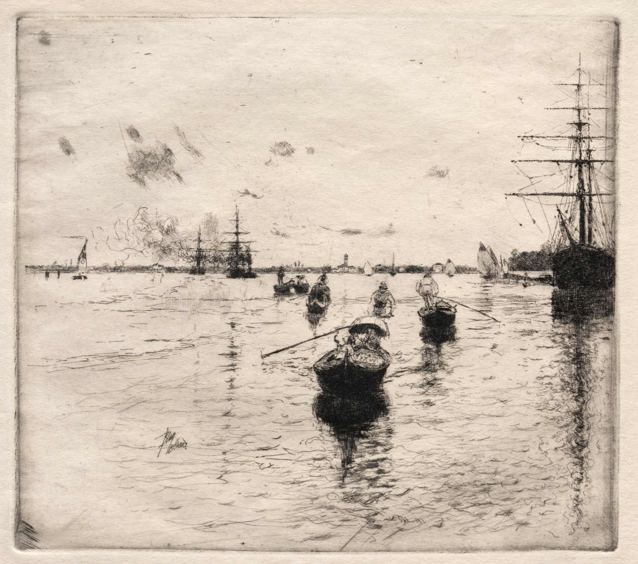 Lagunen med ångfartyg och gondoler av Robert Frederick Blum