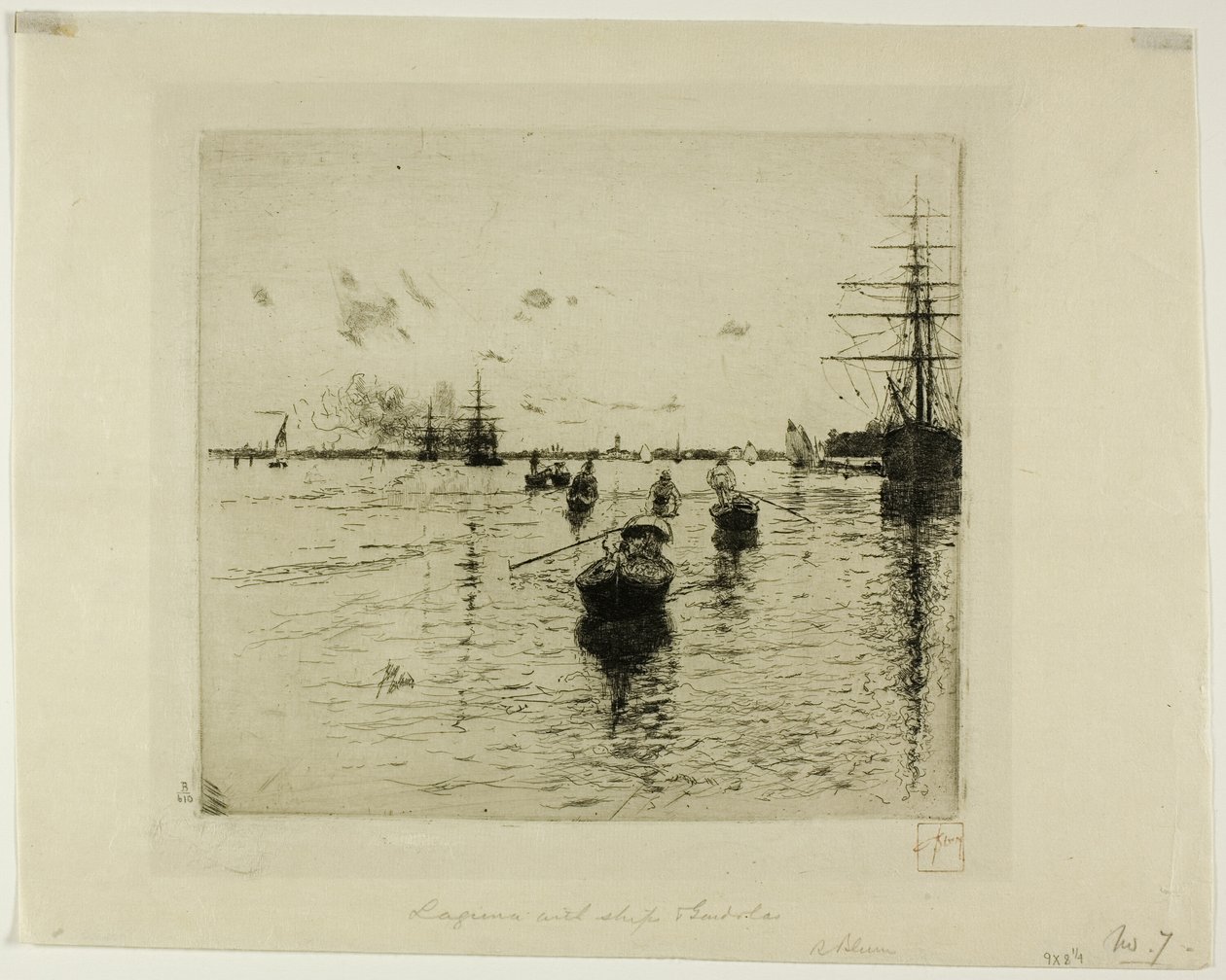 Lagune med ångbåtar och gondoler, Venedig av Robert Frederick Blum
