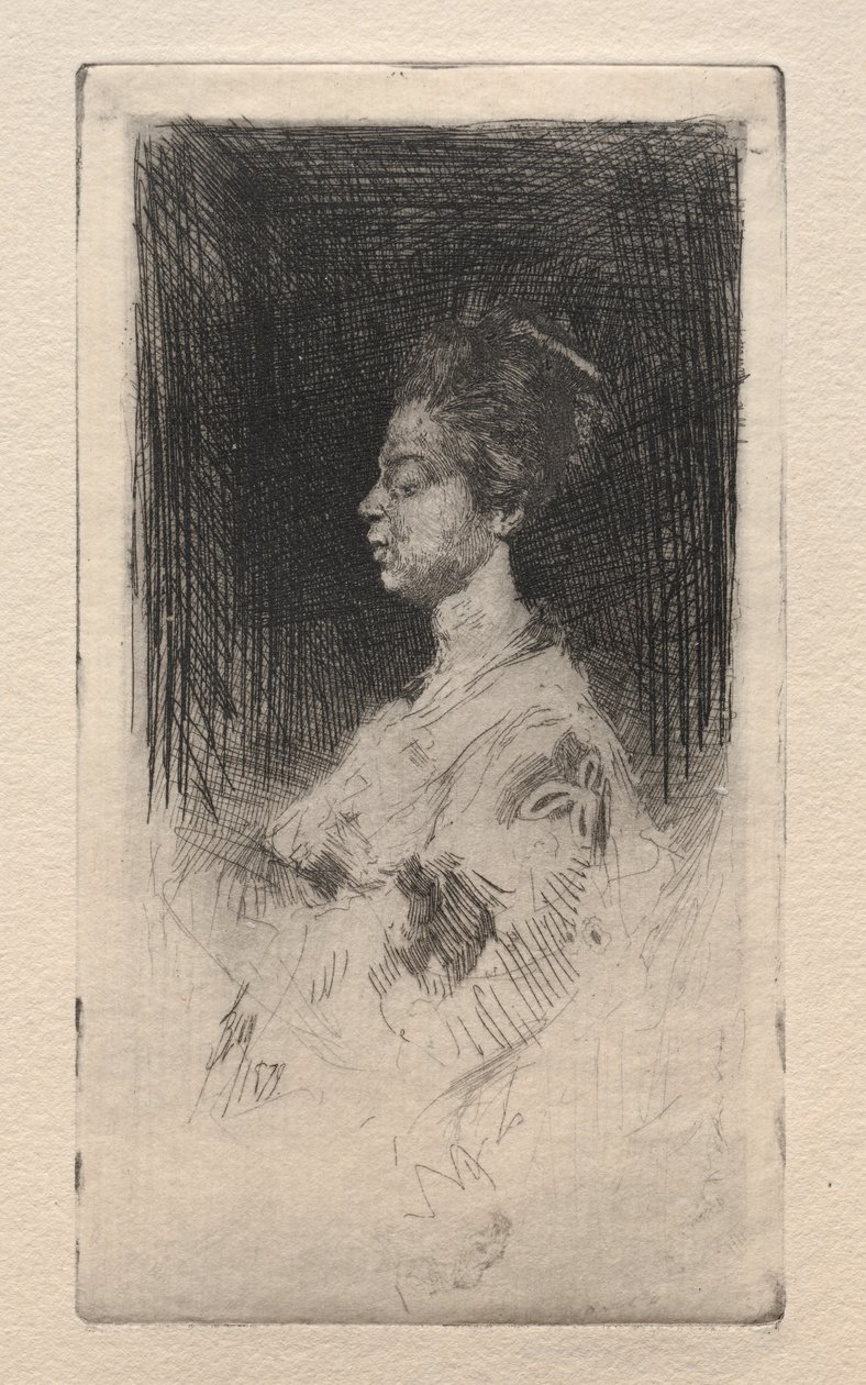 Profil chef för en japansk flicka, 1879. av Robert Frederick Blum