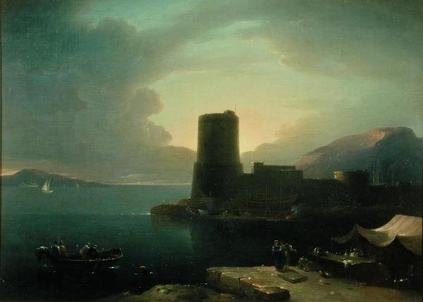 Udden av Posilipio, i Neapelbukten, med Vesuvius i bakgrunden (olja på duk) av Robert Freebairn
