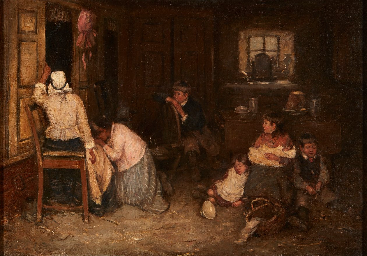 Sad News (olja på duk) av Robert Gemmell Hutchison