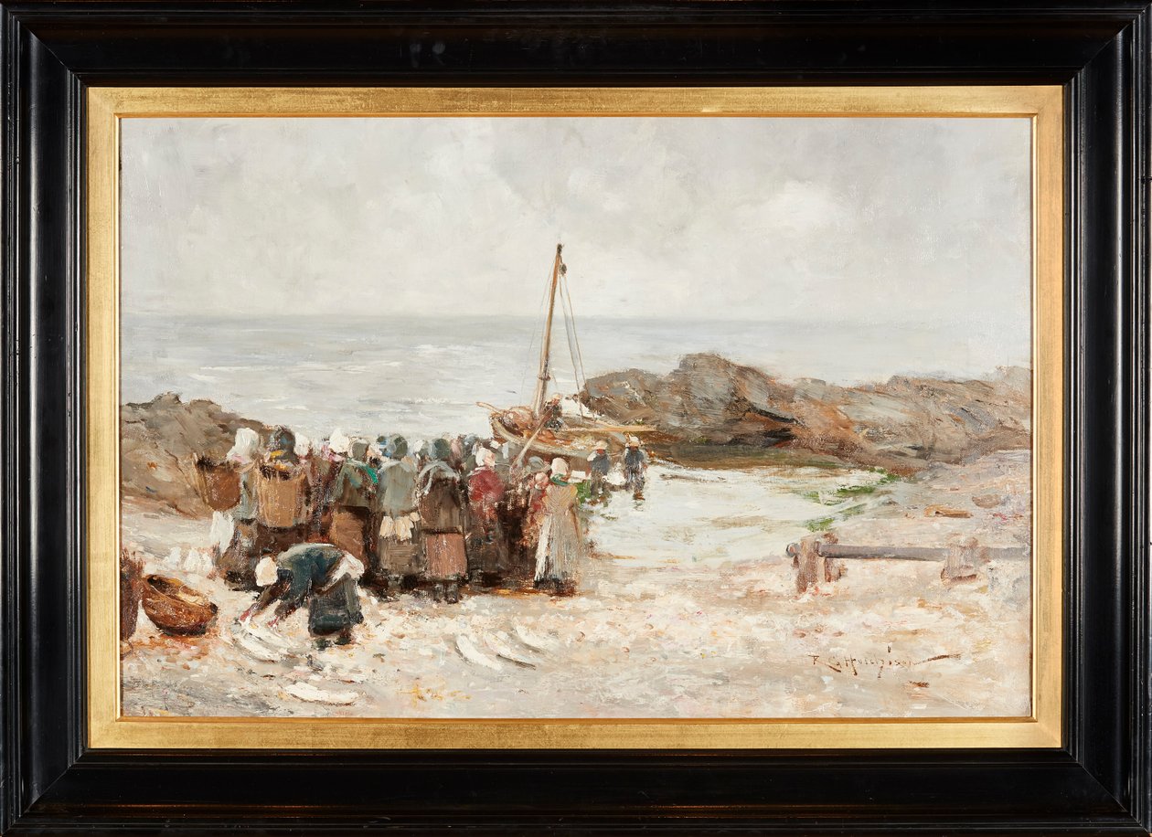 The Fishermen Return (olja på duk) av Robert Gemmell Hutchison