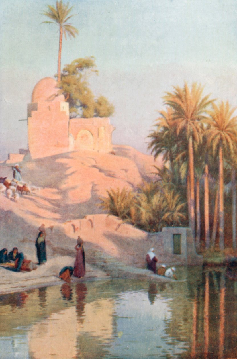 I oasen Fayum (färglitografi) av Robert George Talbot Kelly