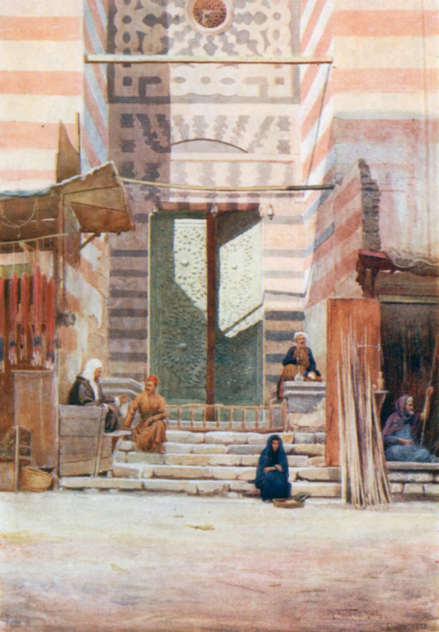 Bronsdörrarna i El-Maristan El-Kelaun (färglitografi) av Robert George Talbot Kelly