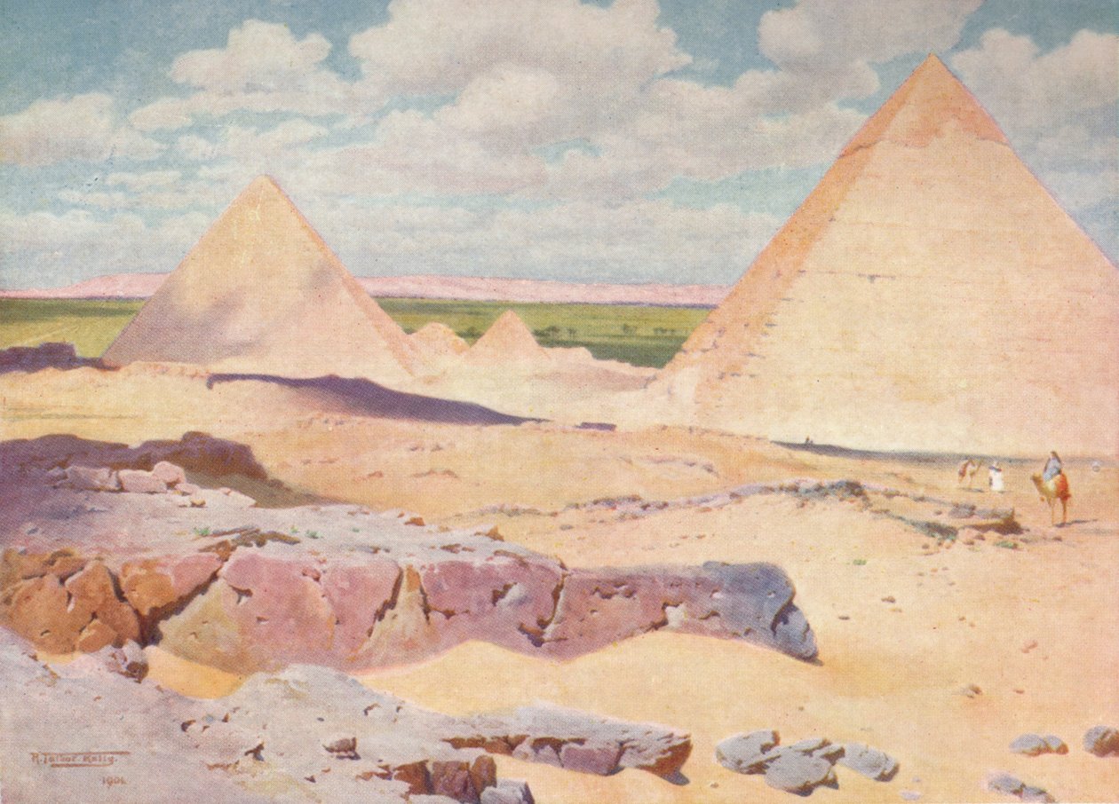 Pyramiderna i Gizeh från öknen, c1880, 1904 av Robert George Talbot Kelly