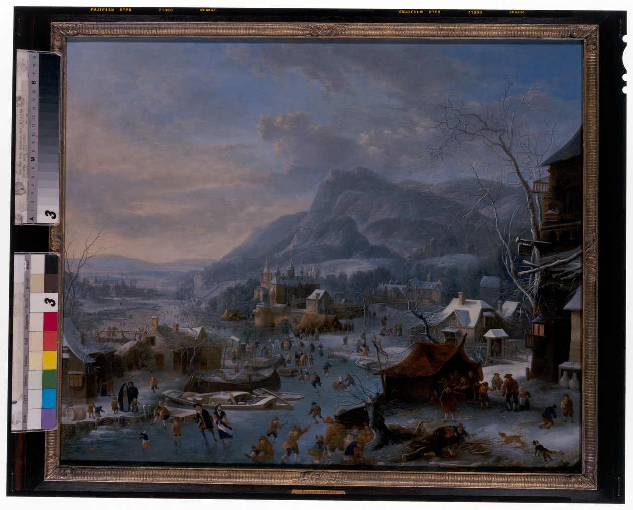 Vinter: Ett fruset vinterlandskap med bönder av Robert Griffier