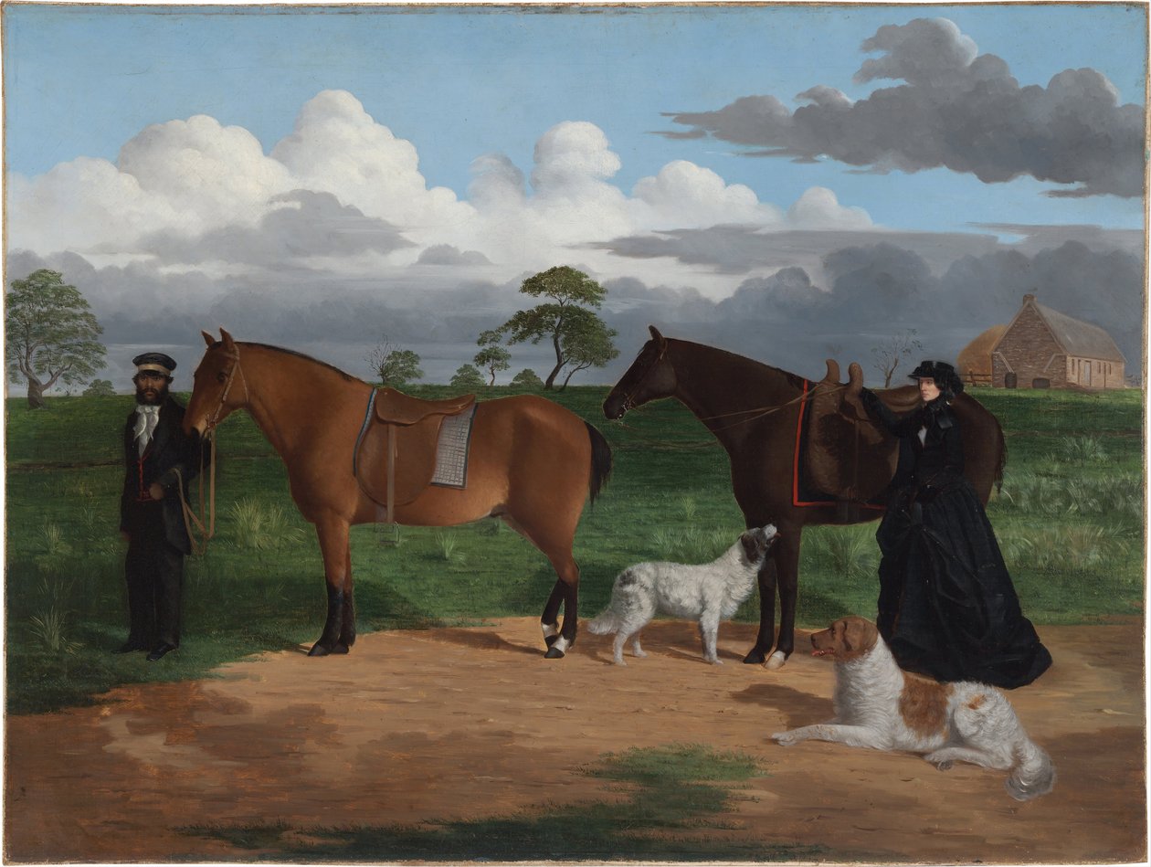 Mrs Adolphus Sceales med Black Jimmie på Merrang Station, 1856 av Robert Hawker Dowling