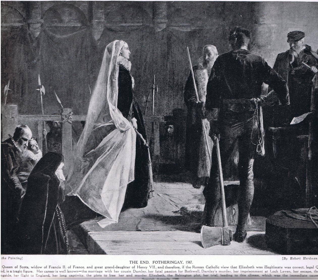 The End, Fotheringay, 1587, illustration från "Hutchinson