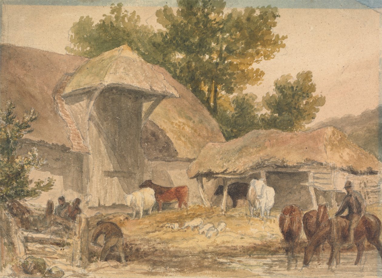 Gård med hästar som väntar av Robert Hills