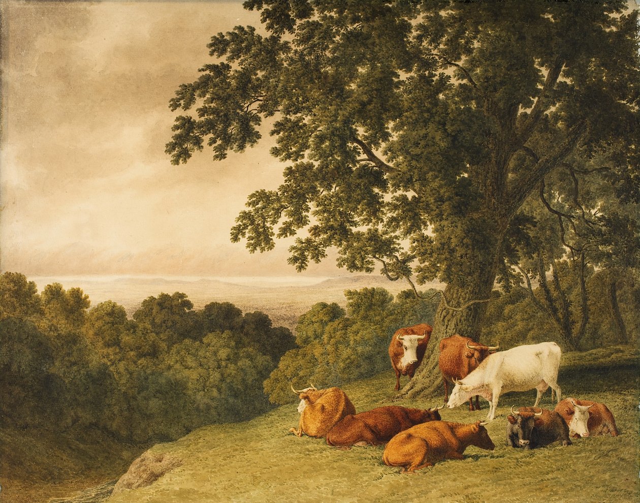 Landskap med boskap, 1819 av Robert Hills