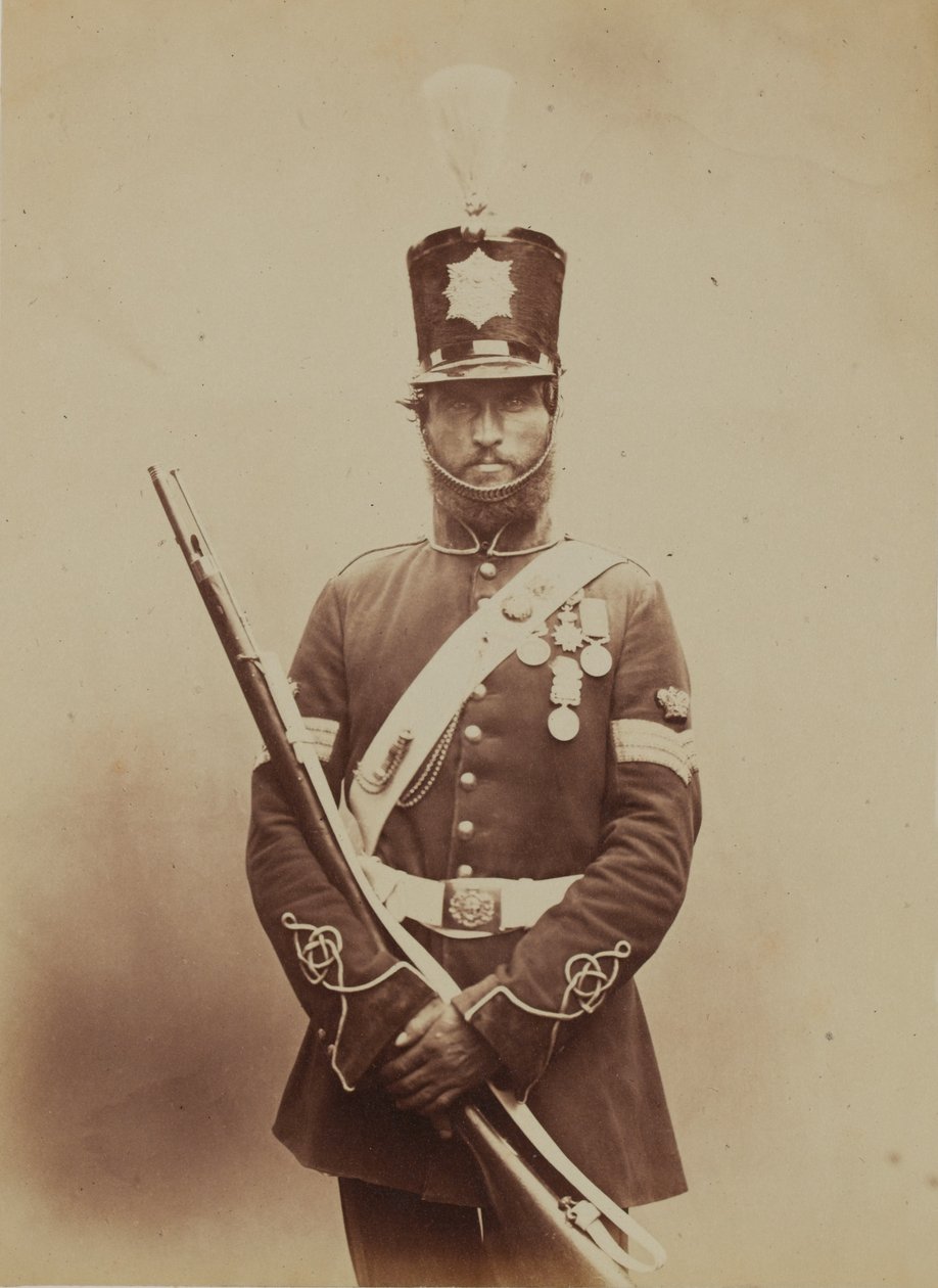 Färgsergeant John Paul, Royal Sappers and Miners, 1856 (sepiafoto) av Robert Howlett