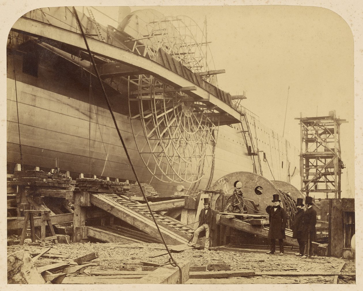 Ångfartyget "The Great Eastern" under byggnad i dockorna vid Millwall av Robert Howlett