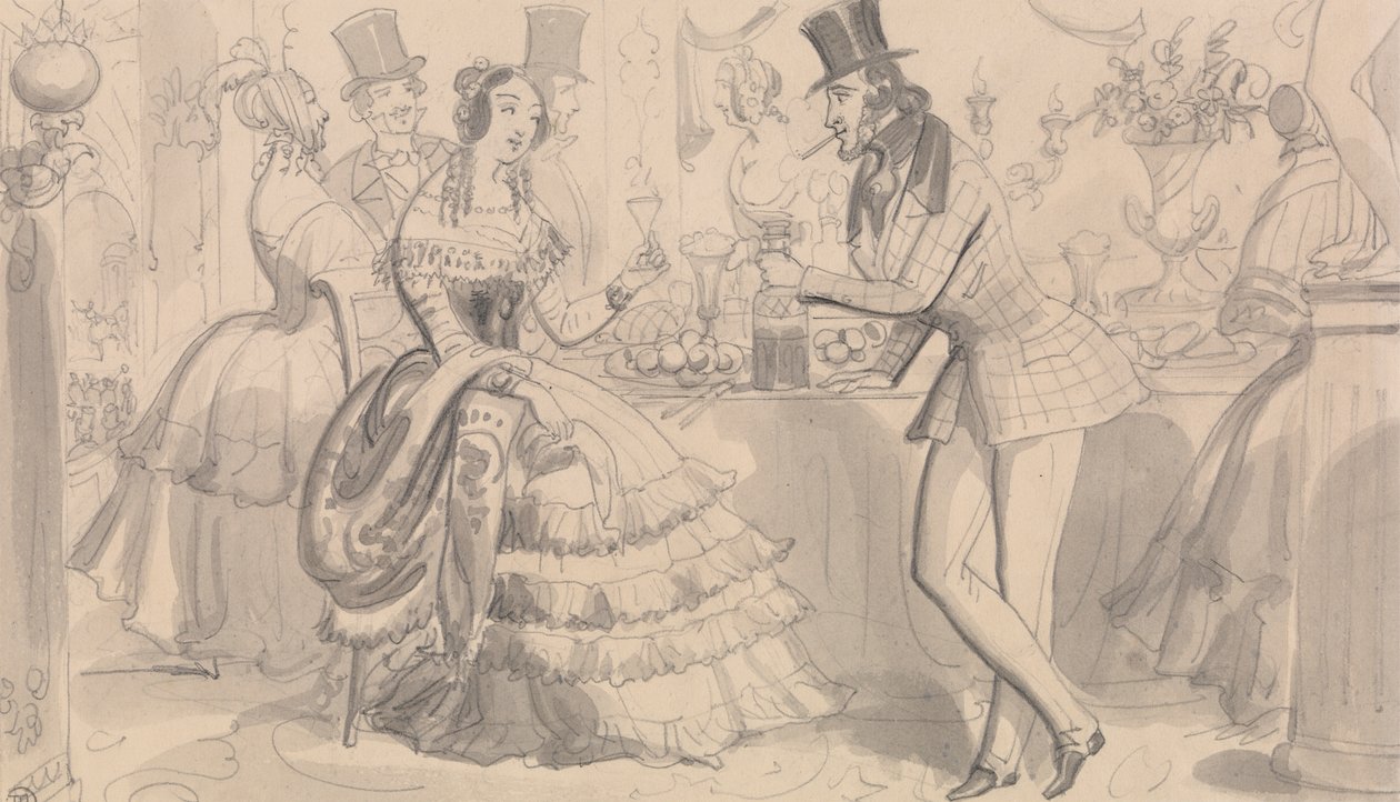 Offentlig förfriskning i High Society av Robert Isaac Cruikshank