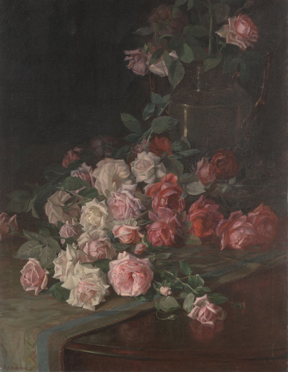 Rosor och mahogny, ca 1900 (olja på panel) av Robert Jenkins Onderdonk