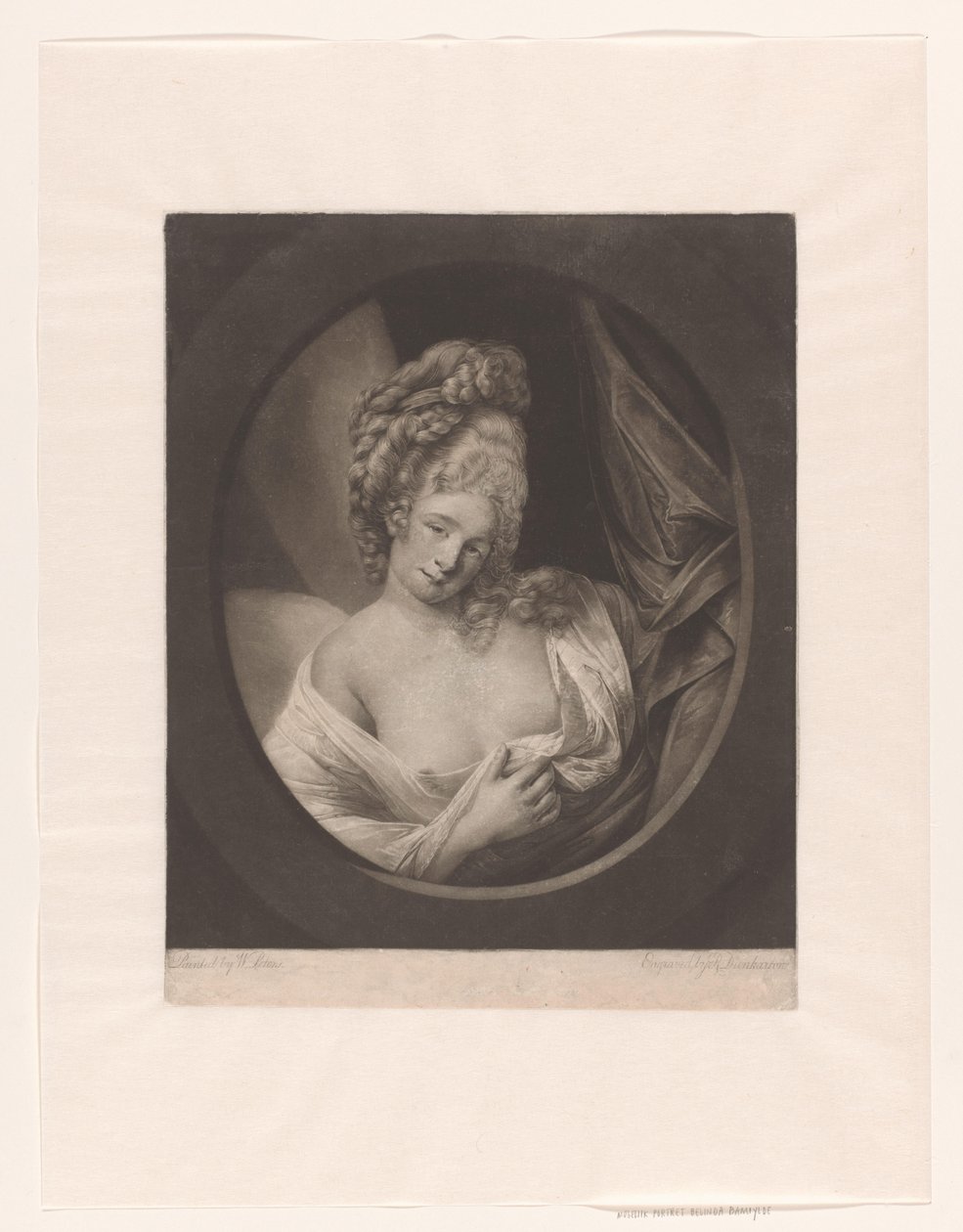 Porträtt av en kvinna med delvis täckt klyvning i en boudoir, möjligen Catherine Bampfylde av Robert John Dunkarton