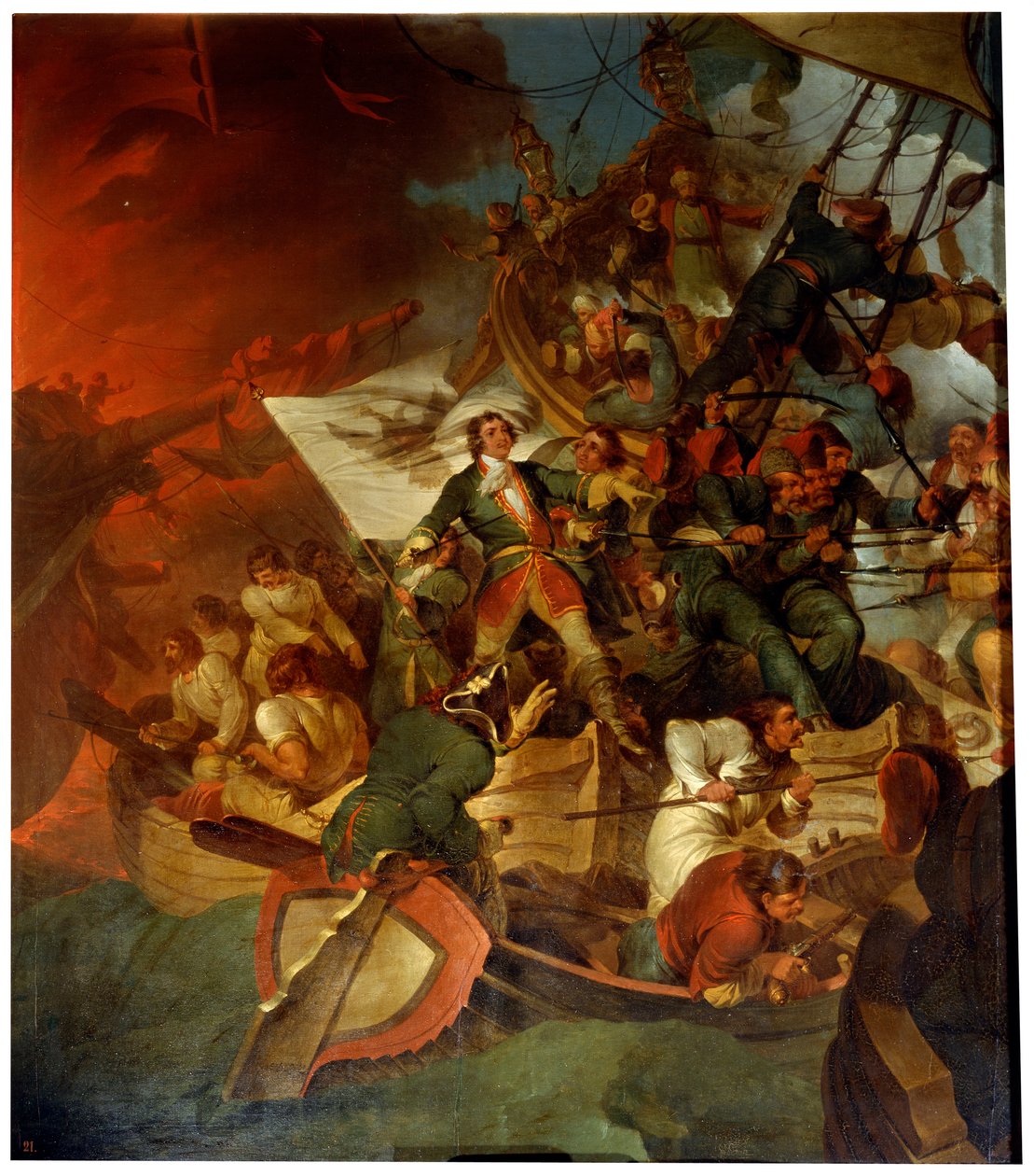 "Intagande av Azov den 18 maj 1696", sent 1700- eller 1800-tal av Robert Ker Porter