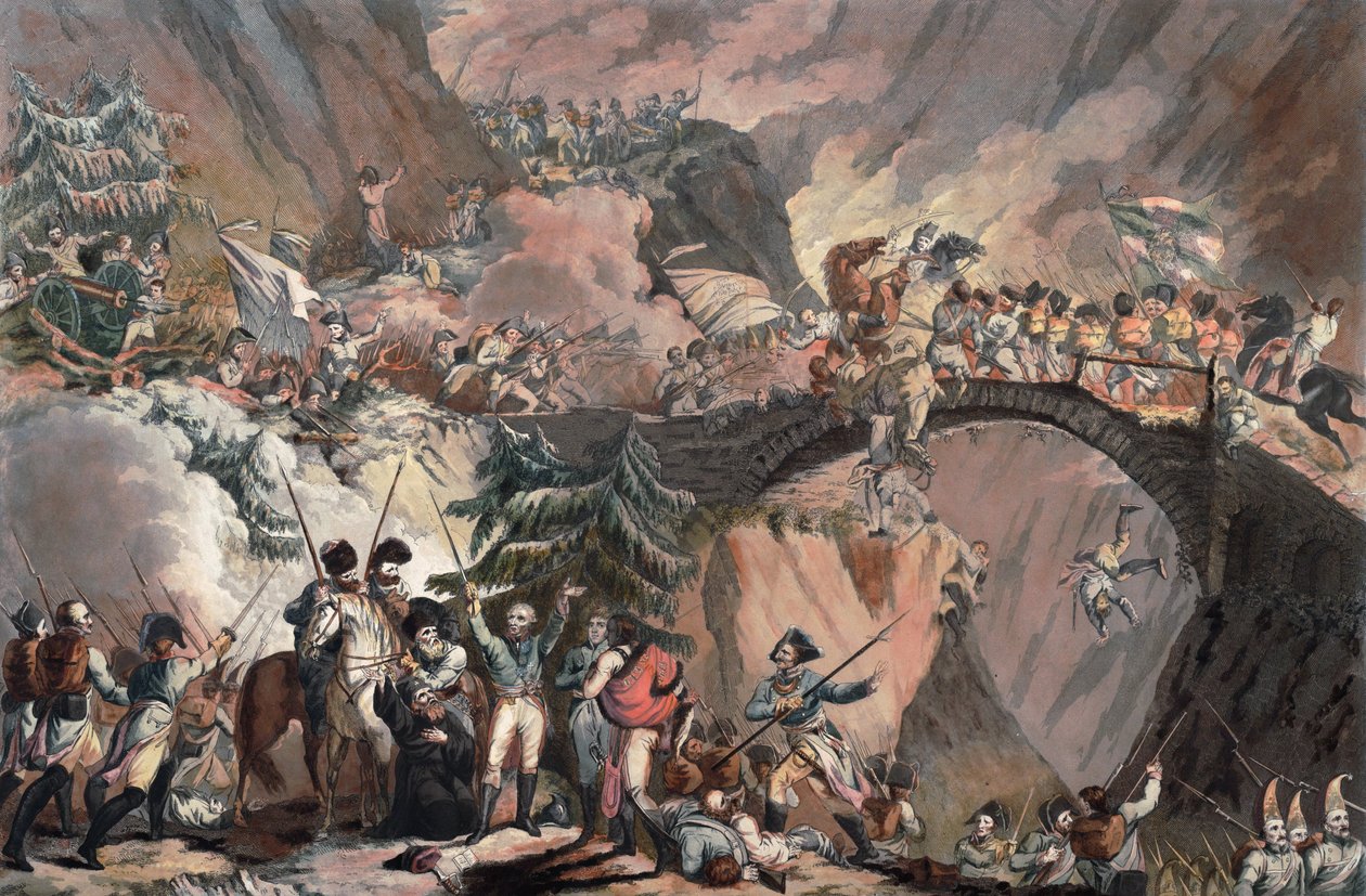 Armé av Alexander Suvorov (Alexandre Souvorov) korsar Alperna 1799 - Porter, Robert Carr (1777-1842) - 1805 - Akvatint - 63,8x83,4 - Privat samling av Robert Kerr Porter