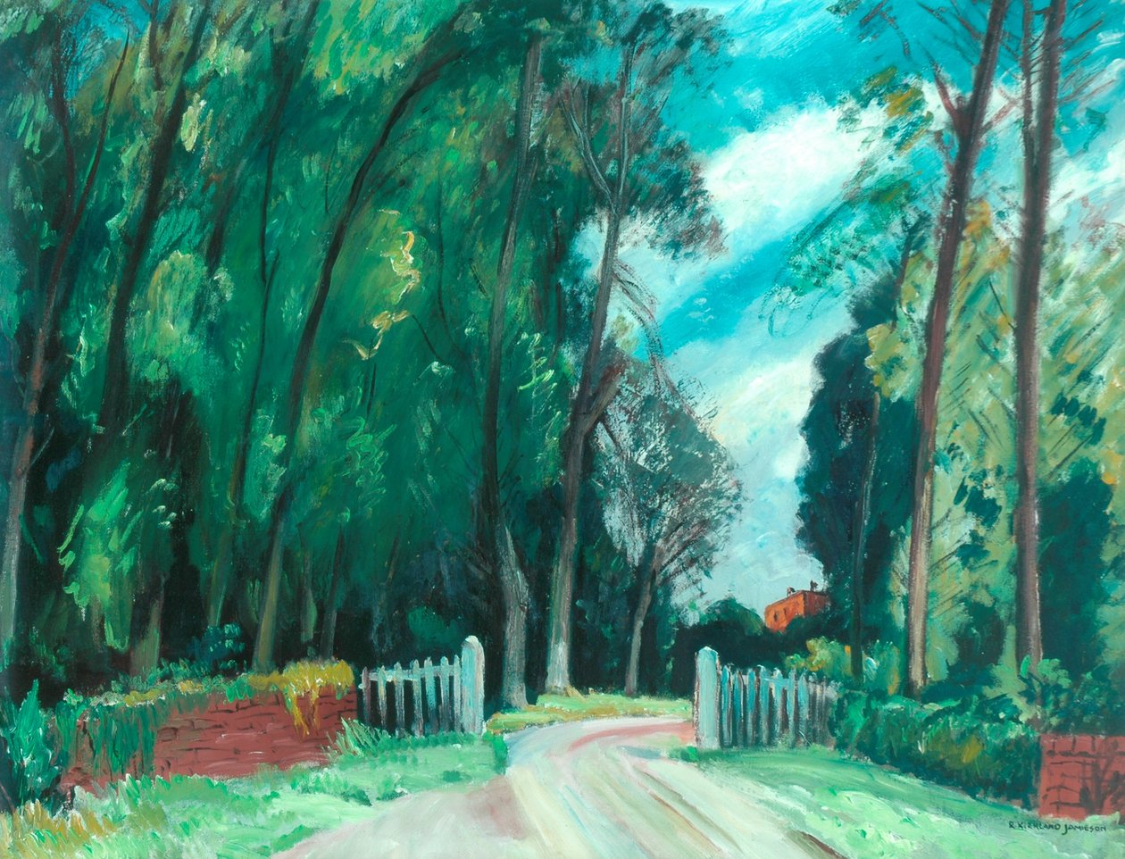 Porten till herrgården, ca 1942-43 (olja ombord) av Robert Kirkland Jamieson