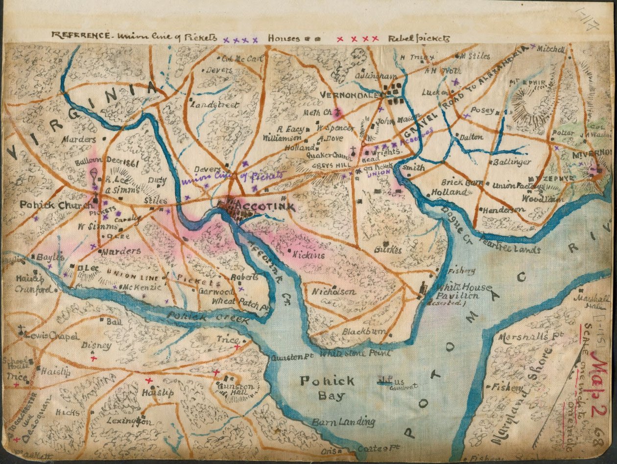 (Karta över nedre delen av Potomacfloden som visar vaktlinjer, januari 1862) LOC gvhs01.vhs00059 av Robert Knox Sneden