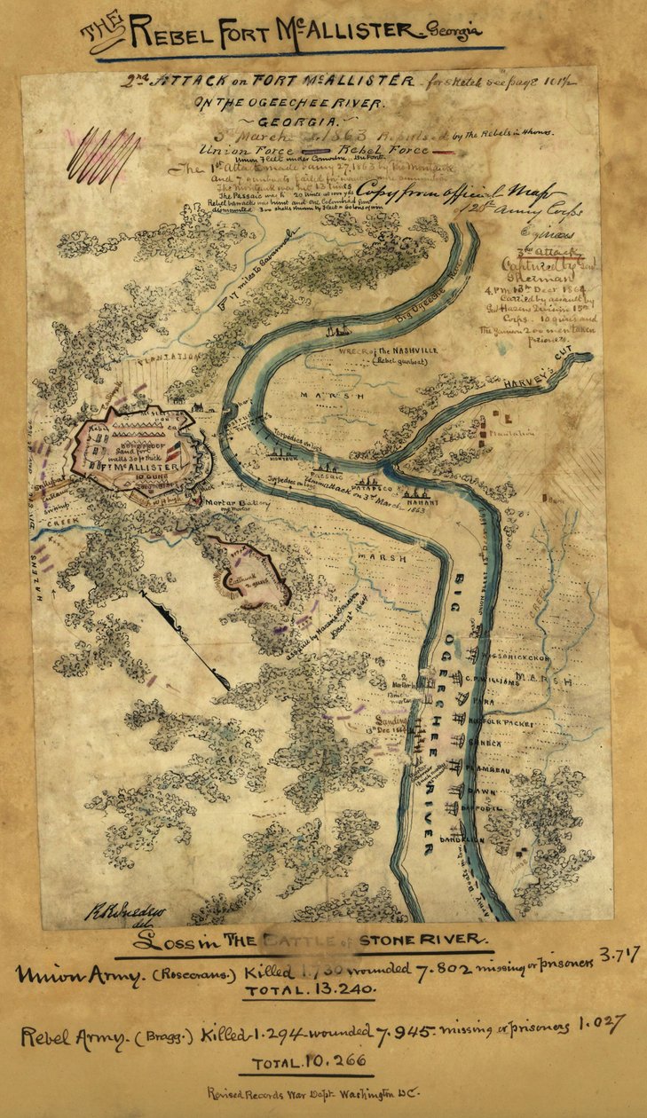 2:a anfallet mot Fort McAllister vid floden Ogeechee, Georgia LOC gvhs01.vhs00278 av Robert Knox Sneden